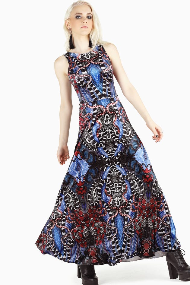 Snakaleidoscope Velvet Princess Maxi Dress