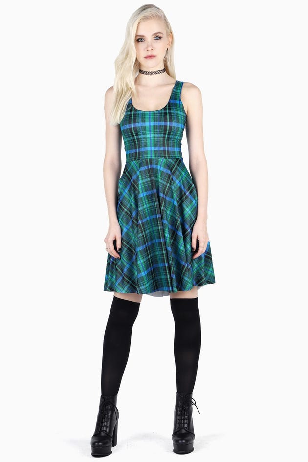Tartan Emerald Scoop Longline Dress - Limited