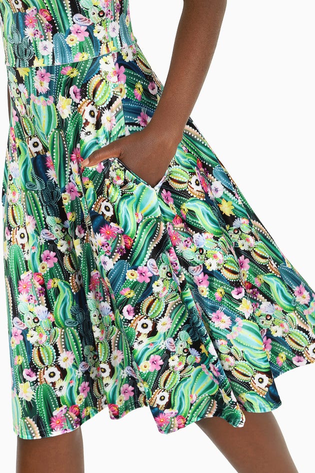 Succulent Garden Velvet Princess Midi Dress