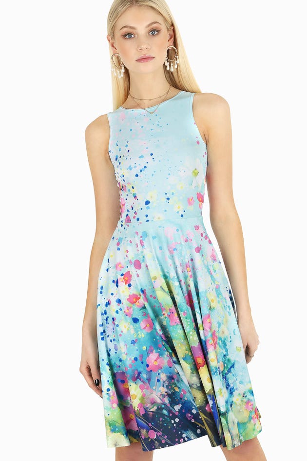 Dreaming In Watercolours Princess Midi Dress - Limited