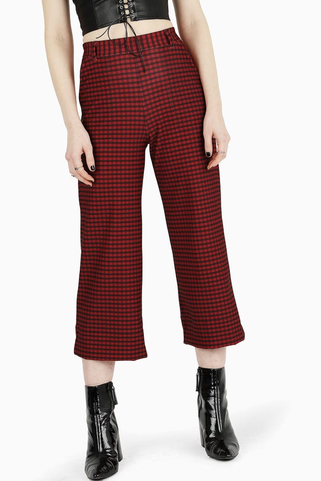 Gingham Blood Moon Wide Cropped Pants - Limited