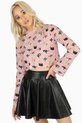 Sushi Cats Church Bells Cropped Sweater