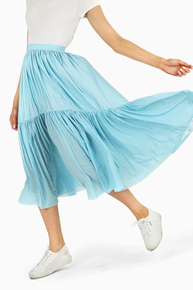 Gingham Blue Layered Up Maxi Skirt - Limited