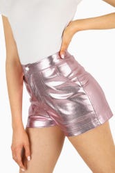 Metallic Pink Tailored Shorts