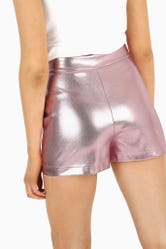 Metallic Pink Tailored Shorts