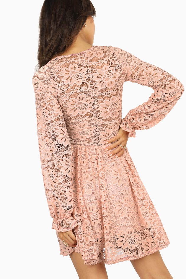Blush Lace Long Sleeve Dress