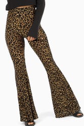 Classic Leopard Cheetah Animal Skin Print Crop Top Flare Leggings