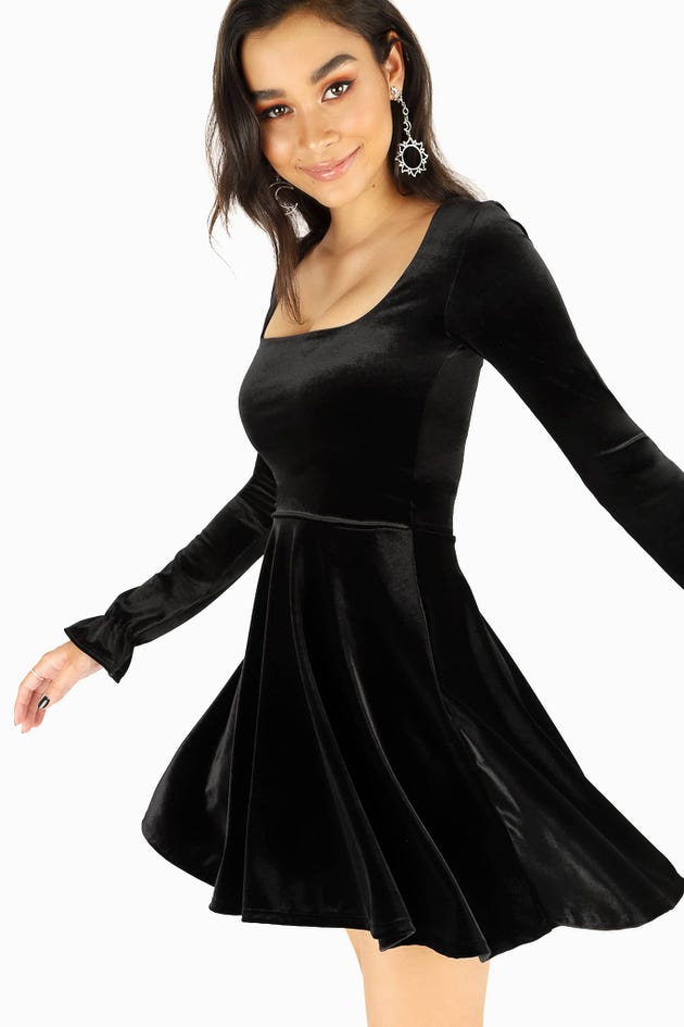 Black Velvet Bon Bon Dress - Limited