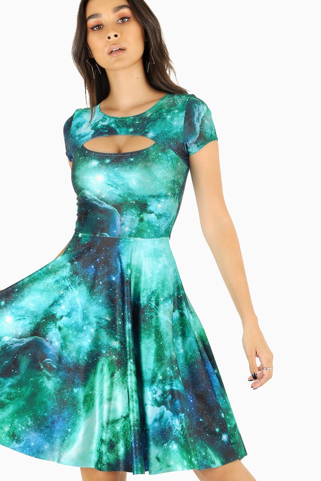 Galaxy Turquoise Peephole Longline Dress