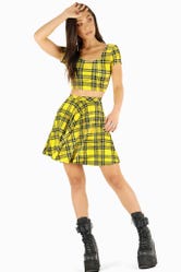 Tartan Yellow Pocket Skater Skirt