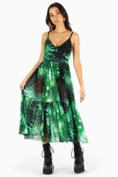 Galaxy Emerald Sheer Midaxi Dress
