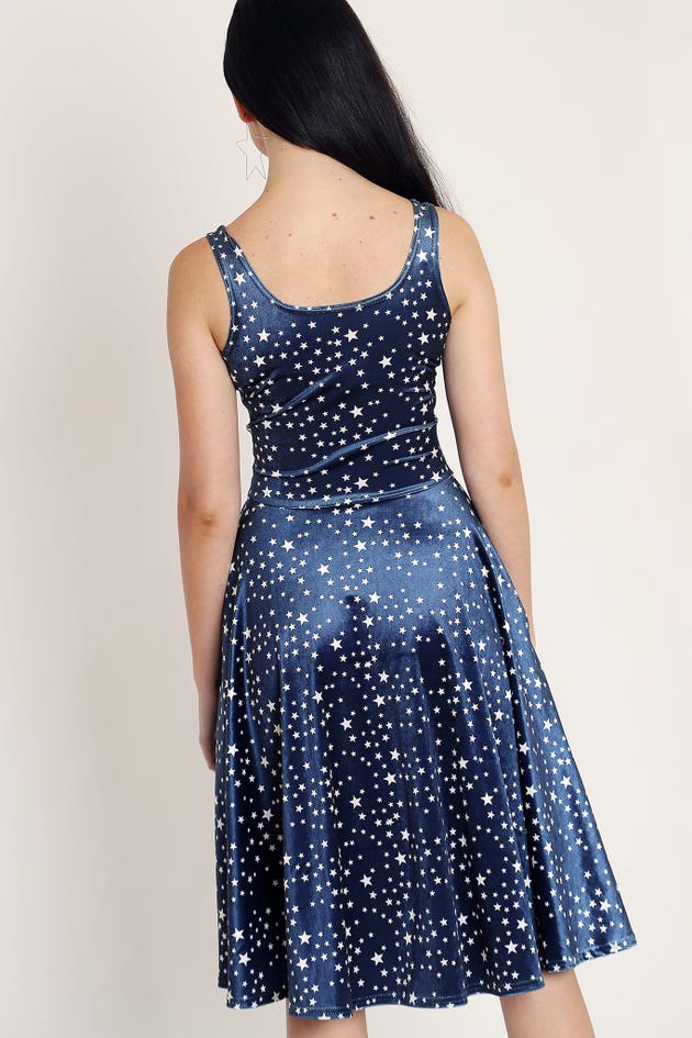 Cartoon Nebula Velvet Scoop Midi Dress