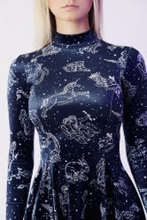 Constellations Velvet Long Sleeve Evil Mini Skater Dress