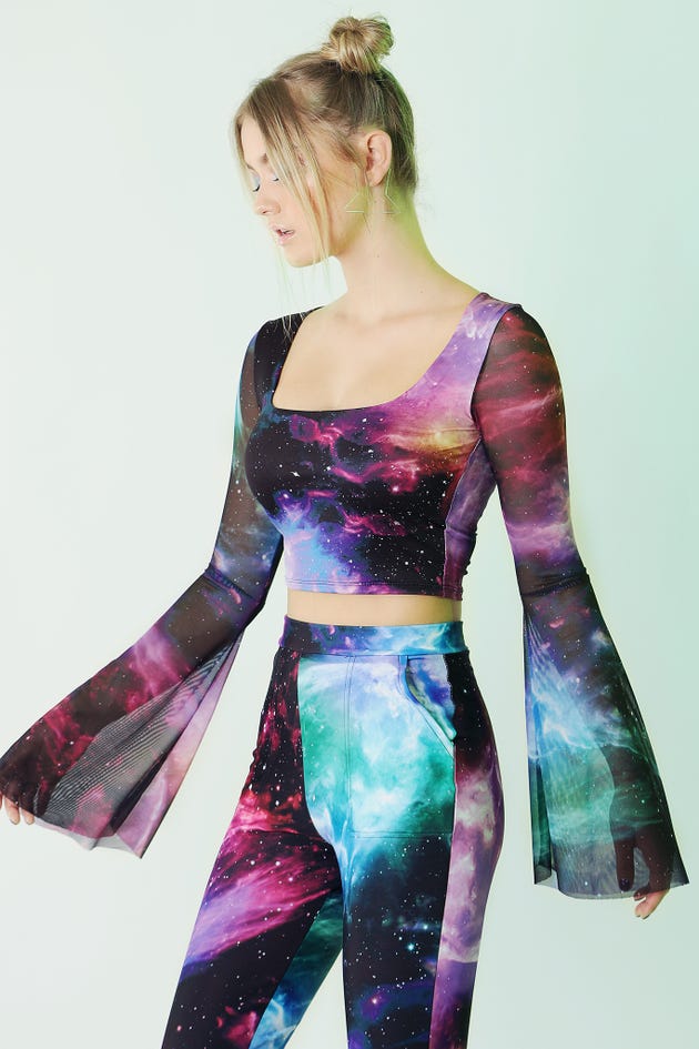 Galaxy Rainbow Butterfly Flare Top