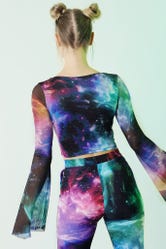 Galaxy Rainbow Butterfly Flare Top