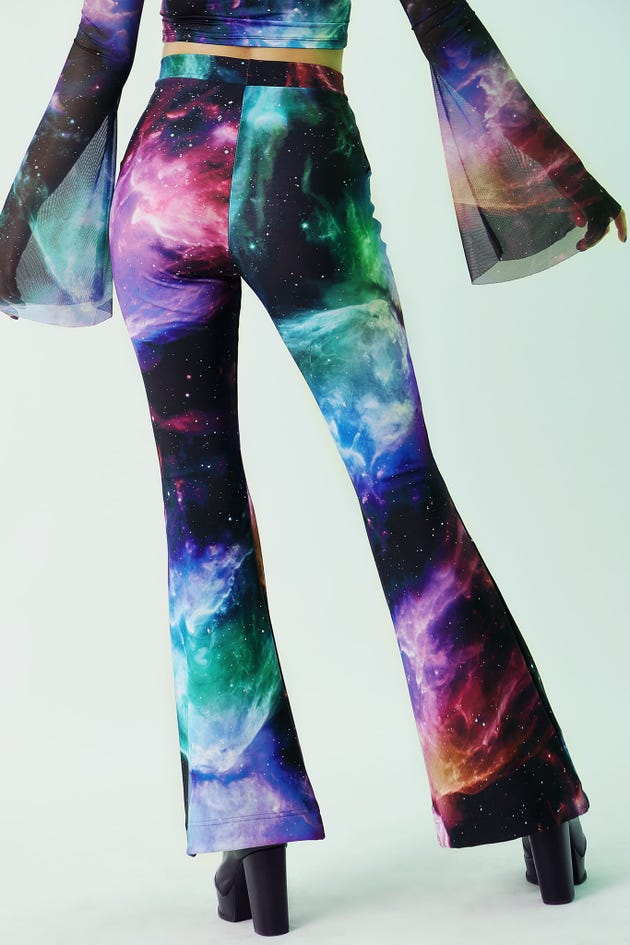 Galaxy Rainbow Butterfly Flare Pants