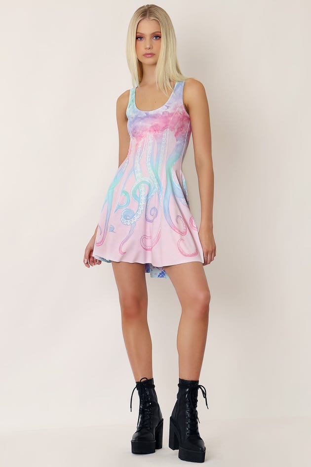 Space Tentacles Pastel Vs Coral Reef Inside Out Dress
