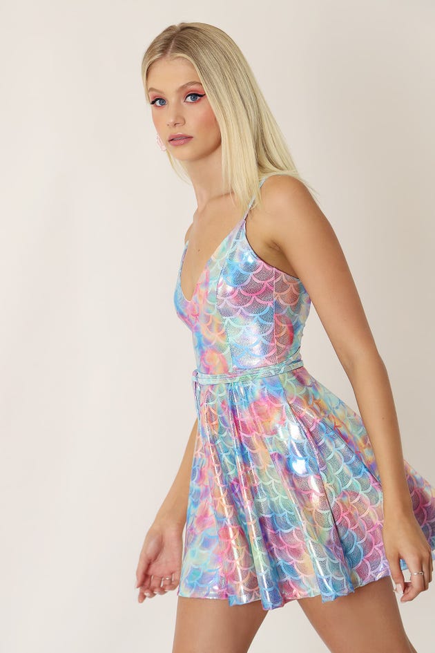 Mermaid Cotton Candy Strap Around Dress - Limited