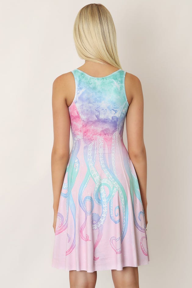 Space Tentacles Pastel Vs Coral Reef Longline Inside Out Dress