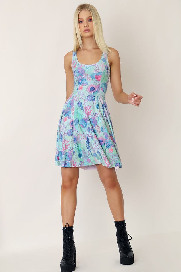 Space Tentacles Pastel Vs Coral Reef Longline Inside Out Dress