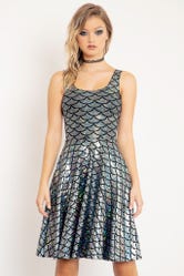 Mermaid Silver Shatter Scoop Longline Dress