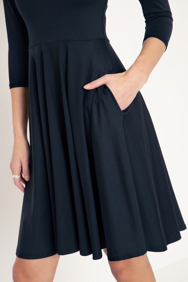 Matte Black Heart 3/4 Sleeve Longline Dress