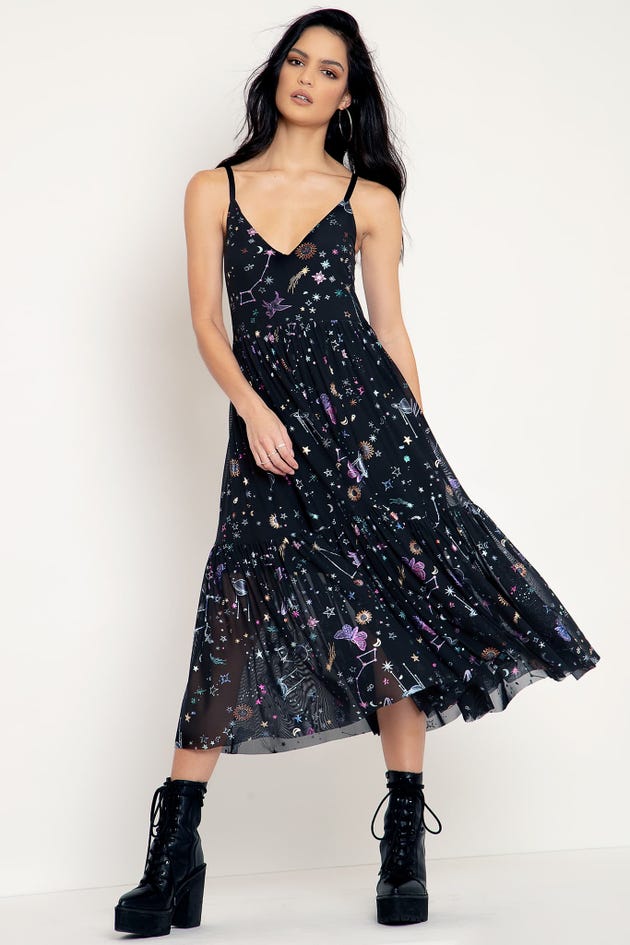 Celestial Sketch Sheer Midaxi Dress
