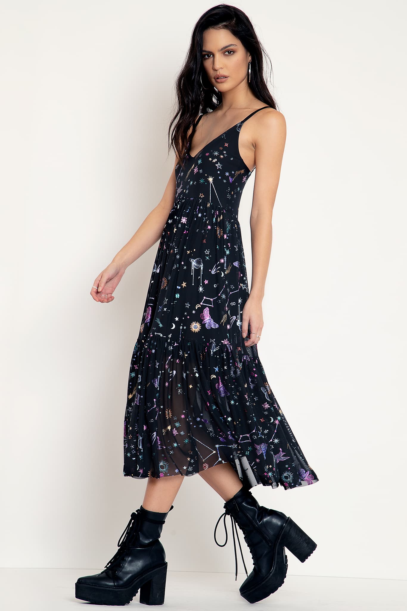 Celestial Sketch Sheer Midaxi Dress - Limited