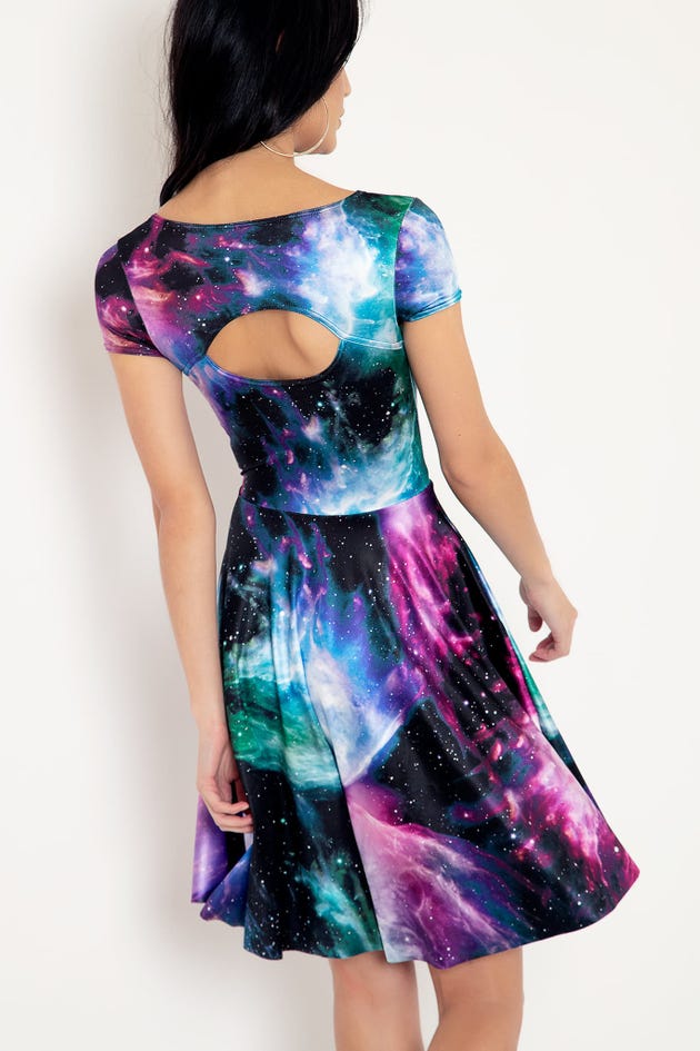 Galaxy Butterfly Peephole Longline Dress