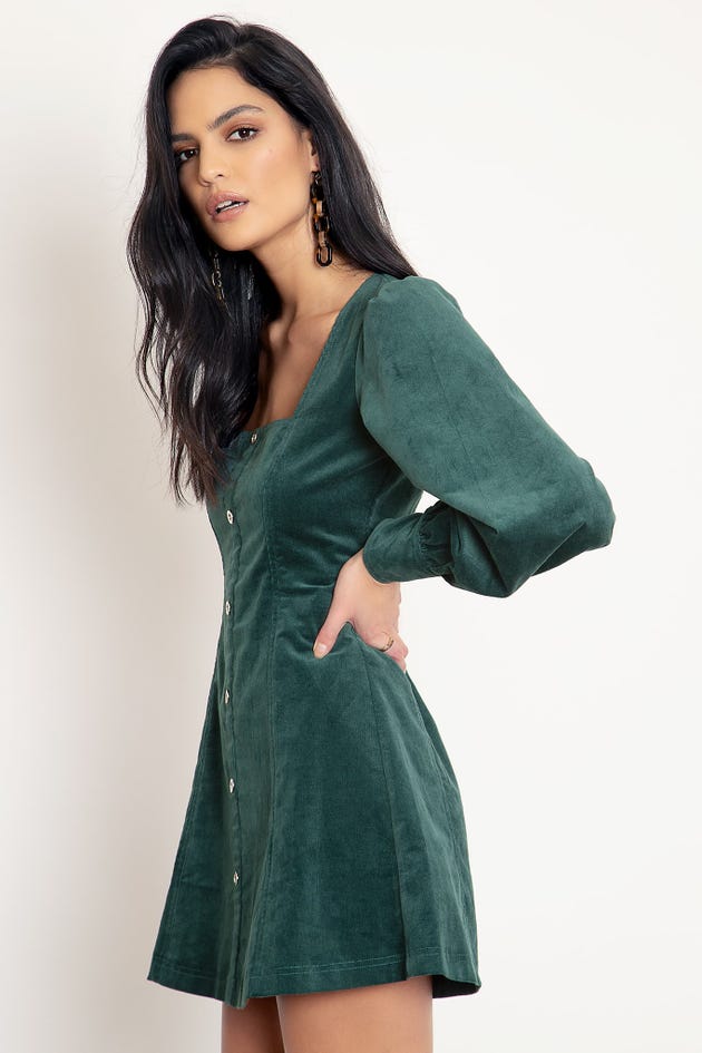 Cord Green Pilgrim Dress - Limited