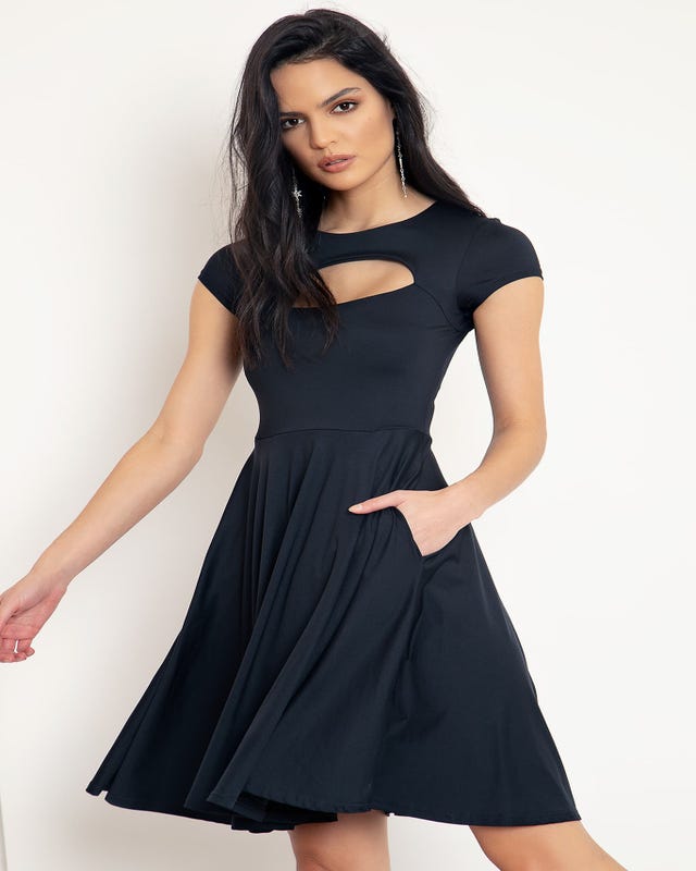 Matte Black Peephole Longline Dress - Limited