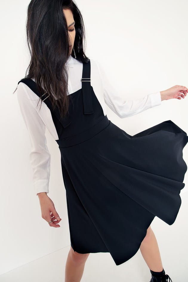 Black Apron Longline Dress