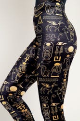 Hieroglyphics Gold HW Velvet Leggings