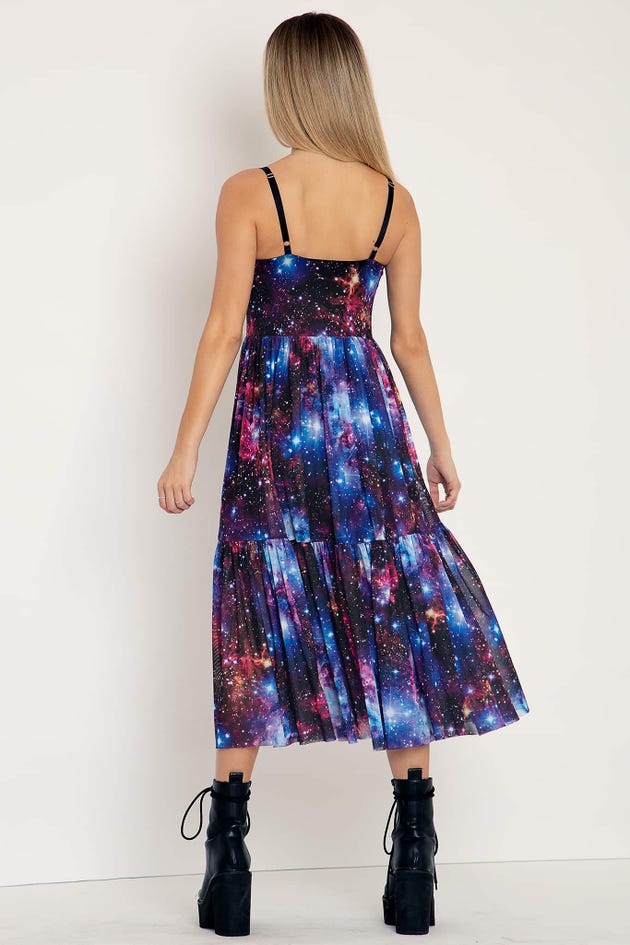 Galaxy Amethyst Sheer Midaxi Dress