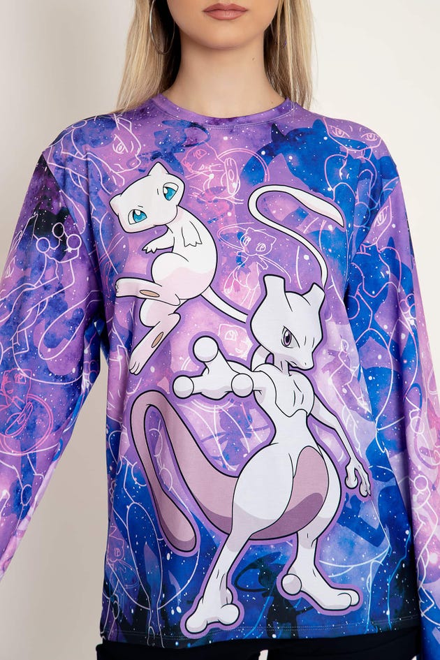 Mew And Mewtwo Oversized Long Sleeve BFT