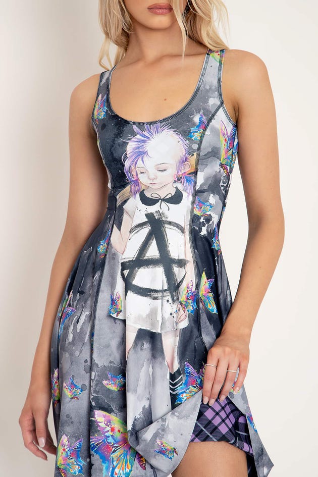 Princess Punk Vs Tartan Amethyst Longline Inside Out Dress