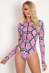 Pink Serpent Long Sleeve Bodysuit