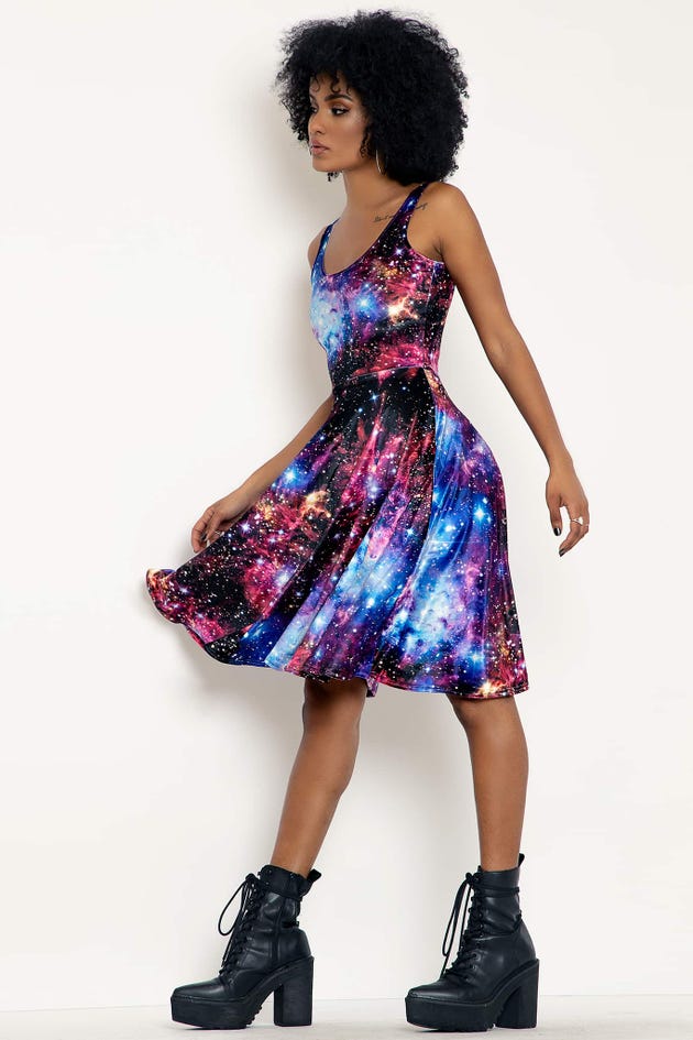 Galaxy Amethyst Velvet Pocket Midi Dress