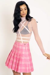 Plaid Pink High School Skirt