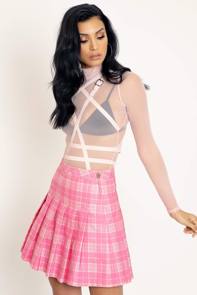 Plaid Pink High School Skirt