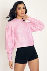 Ouija Pink Puff Sleeve Sweater