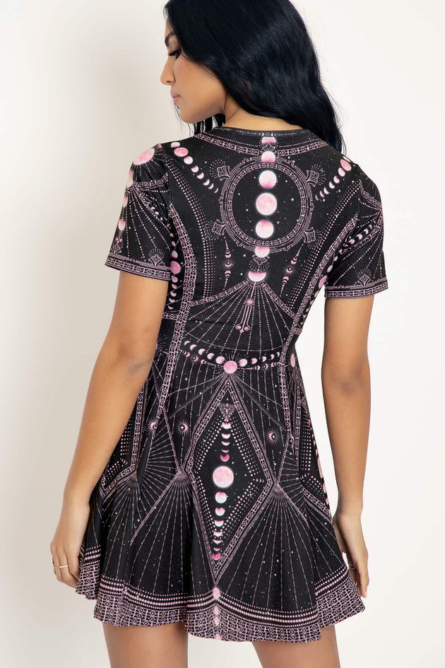 Moon Phases Pink Evil Tee Dress
