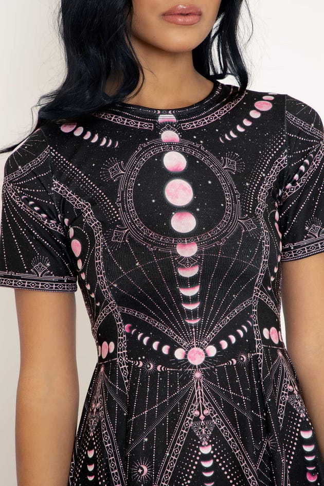Moon Phases Pink Evil Tee Dress