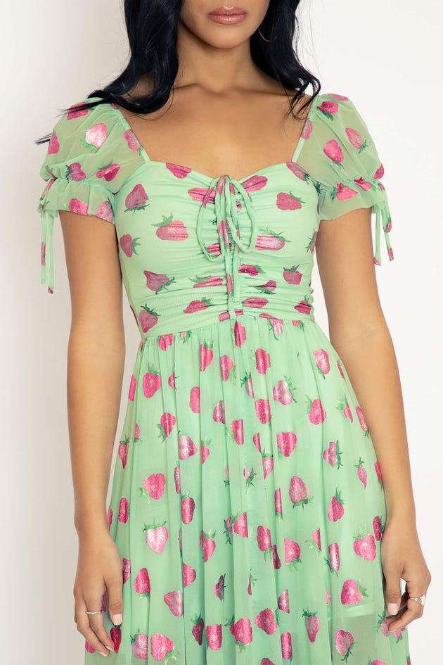 Strawberries Mint Tea Party Dress