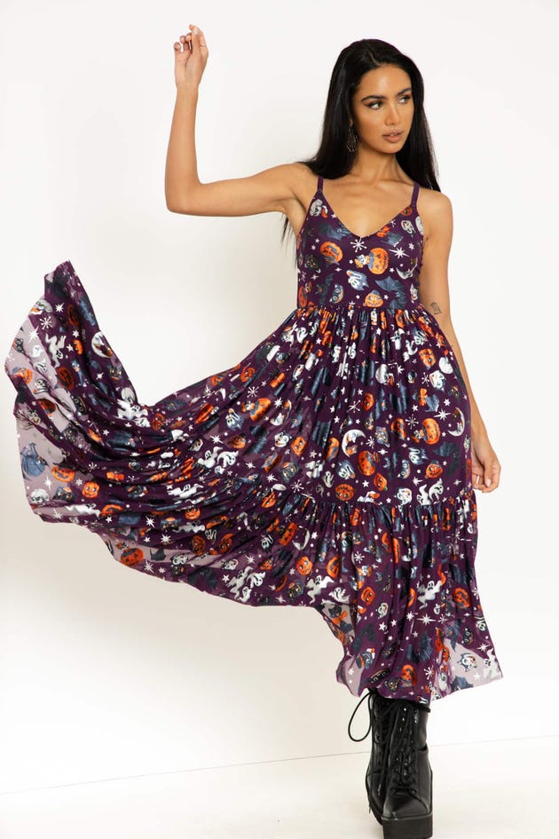 Trick Or Treat Purple Sheer Midaxi Dress