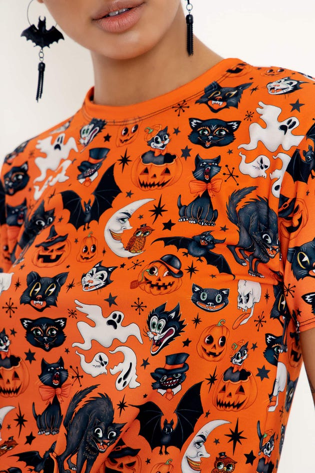 Trick Or Treat Pumpkin Tie Front Tee - Limited