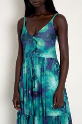 Galaxy Teal Sheer Midaxi Dress