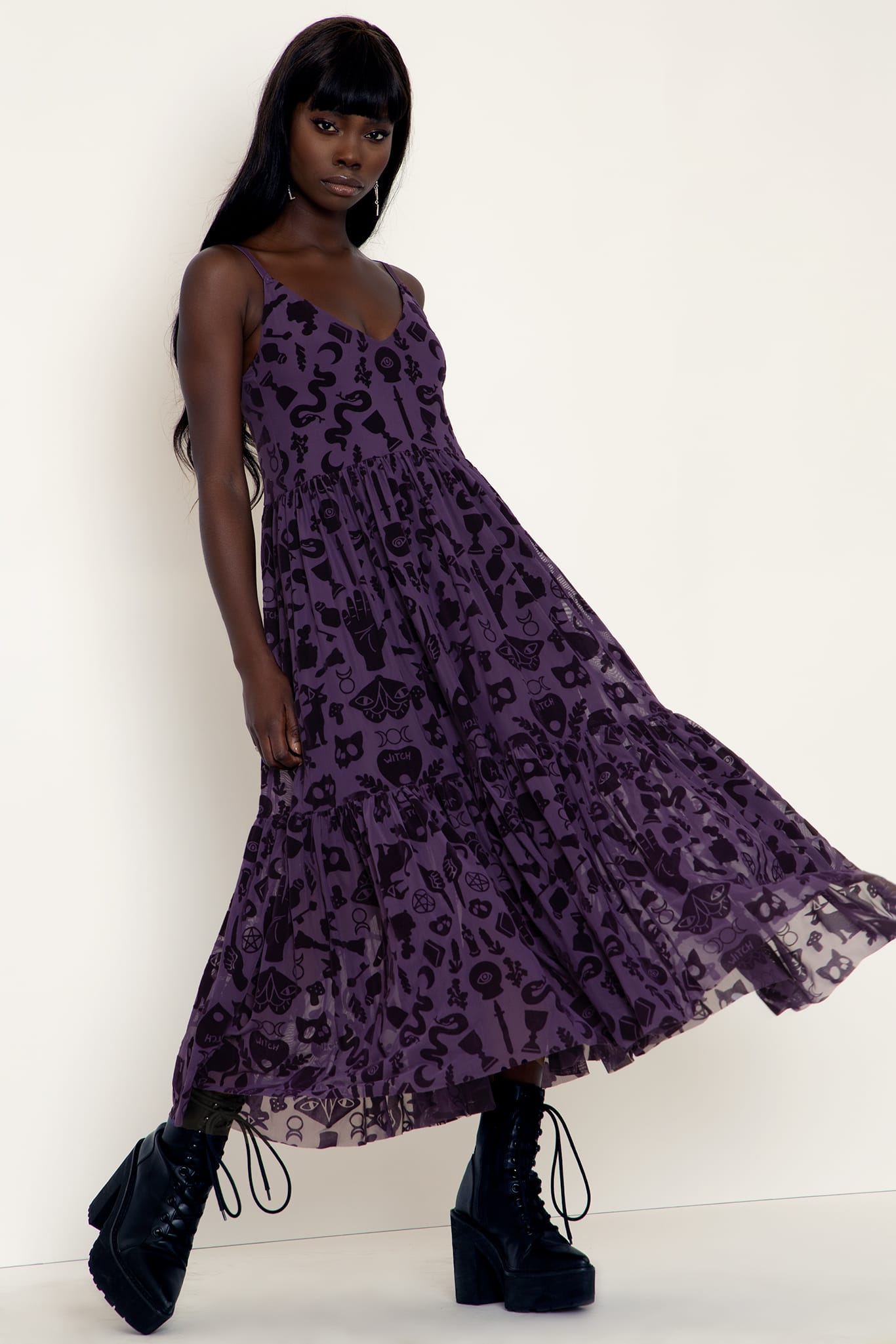 Witch's Altar Purple Sheer Midaxi Dress - Limited