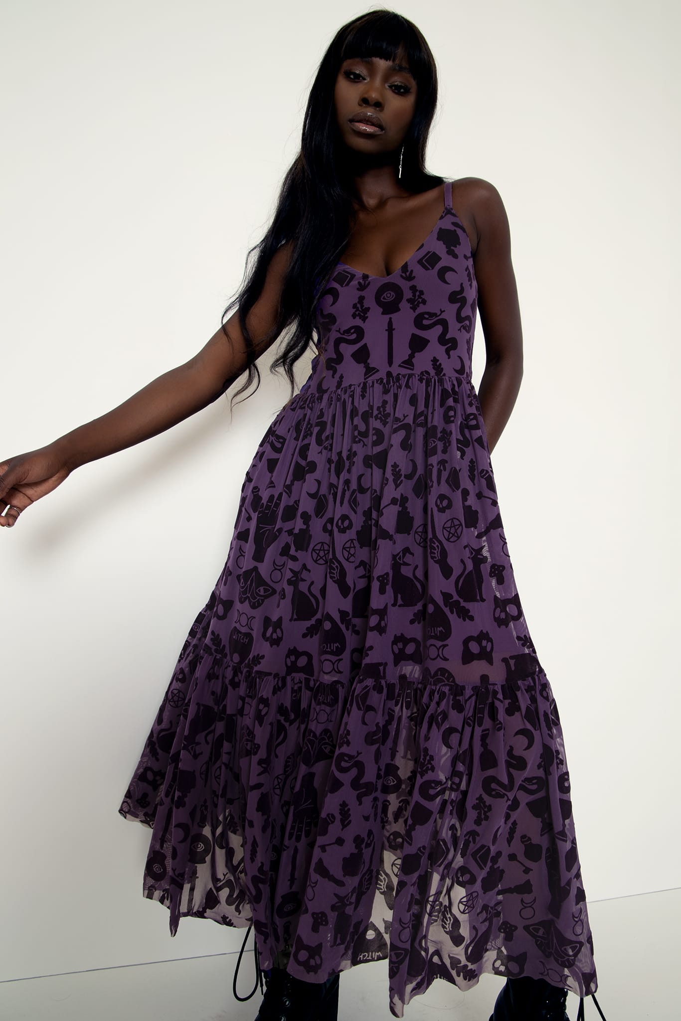 Witch's Altar Purple Sheer Midaxi Dress - Limited