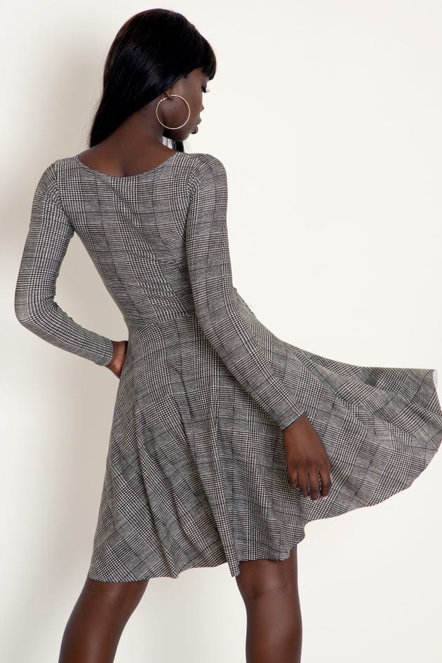 Tweed Mono Squared Up Longline Dress